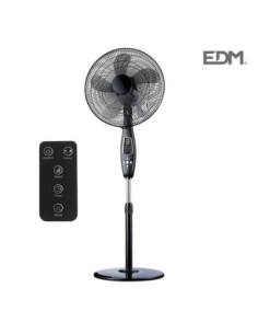 VENTILADOR DE PIE CON MANDO NEGRO 60W  Ø ASPAS 40 CM ALTURA REGULABLE 110 130 CM
