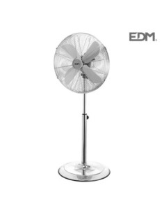 VENTILADOR PIE CON BASE CIRCULAR CROMADO 60W Ø ASPAS 40 CM ALTURA REGULABLE 90 1