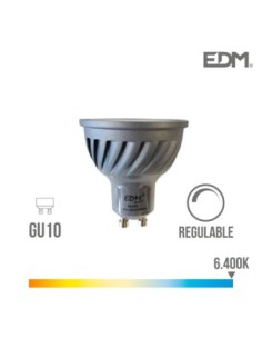 BOMBILLA DICROICA LED REGULABLE GU10 6W 480 LM 6400K LUZ FRIA EDM