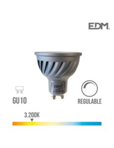 BOMBILLA DICROICA LED REGULABLE GU10 6W 480 LM 3200K LUZ CALIDA EDM