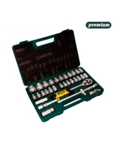 JUEGO 32 PCS DE BOCALLAVES Y ACCESORIOS DE 1-2" CR.V. EK602