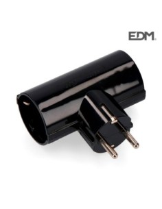 CLAVIJA DOBLE NEGRA CON BAQUELITA T-TL 16A 250V EDM