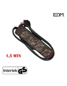 BASE MULTIPLE 4 TOMAS SCHUKO 1,5M 3 1,5MM  NEGRA