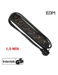 BASE MULTIPLE 6 TOMAS SCHUKO 1,5M 3 1,5MM NEGRA