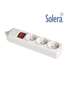BASE BIPOLAR 3 TOMAS CON T-T LATERAL 16A 250V COLOR BLANCO INTERRUPTOR LUMINOSO.