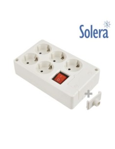 BASE BIPOLAR 5 TOMAS CON T-T LATERAL 16A 250V COLOR BLANCO INTERRUPTOR LUMINOSO