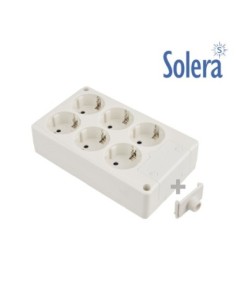 BASE BIPOLAR  6 TOMAS CON T-T LATERAL 16A 250V COLOR BLANCO