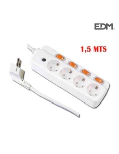 BASE MULTIPLE 4 TOMAS Y 4 INTERRUPTORES EDM