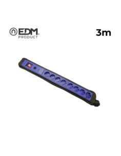 BASE MULTIPLE 8 TOMAS CON PROTECTOR+INTERRUPTOR 3 MTS.