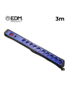 BASE MULTIPLE 10 TOMAS CON PROTECTOR+INTERRUPTOR 3 MTS.