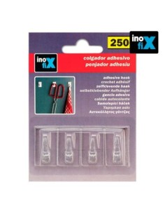 COLGADOR ADHESIVO TRANSPARENTE (BLISTER 4 UNID) INOFI