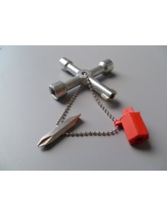 LLAVE MULTIPLE ARMARIO LUZ-AGUA LATON CROMADO SANEAPLAST