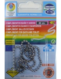 CADENA BAÑO BOLAS 40CM TAPON BAÑ, C-ANILLAS CR, S M