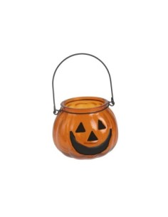 PORTAVELAS CALABAZA HALLOWEEN CRISTAL 9 8CM
