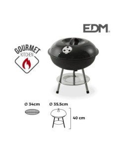 BARBACOA NEGRA Ø35,5CM 3 PATAS EDM