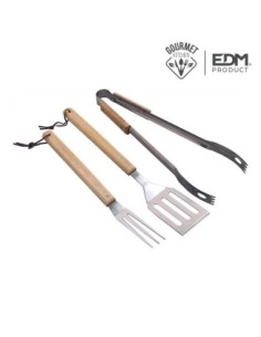 SET 3 HERRAMIENTAS BBQ ACERO INO  EDM