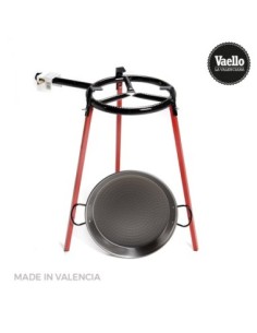 SET PAELLERA PULIDA 38CM CON TRIPODE Y QUEMADOR GAS 300MM