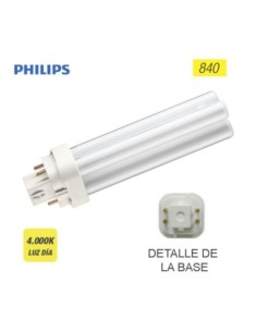 BOMBILLA LYN  4 PINS G24Q 1 13W 840K "PHILIPS" (EQUIVALENCIA PHILIPS: PL C 4P)