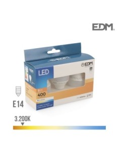 KIT 3 BOMBILLAS ESFERICAS LED E14 5W 400 LM 3200K LUZ CALIDA EDM