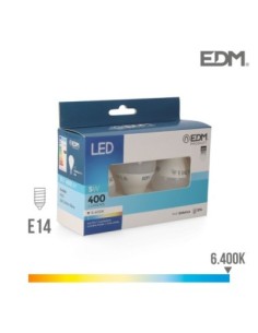 KIT 3 BOMBILLAS ESFERICAS LED E14 5W 400 LM 6400K LUZ FRIA EDM
