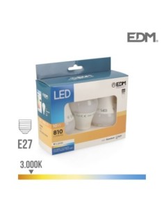KIT 3 BOMBILLAS STANDARD LED E27 10W 810 LM 3200K LUZ CALIDA EDM