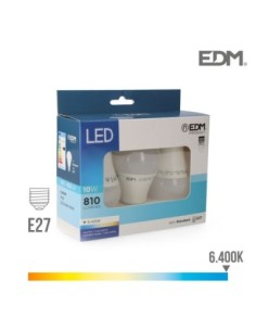 KIT 3 BOMBILLAS STANDARD LED E27 10W 810 LM 6400K LUZ FRIA EDM