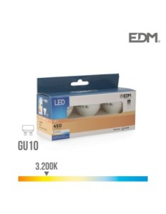 KIT 3 BOMBILLAS DICROICAS LED GU10 5W 450 LM 3200K LUZ CALIDA EDM