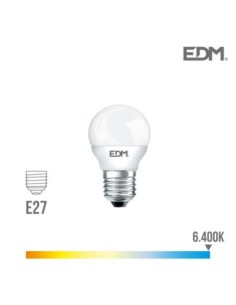 BOMBILLA ESFERICA LED E27 5W 400 LM 6400K LUZ FRIA EDM