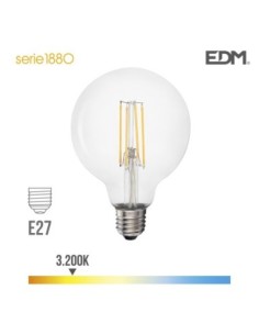 BOMBILLA GLOBO FILAMENTO LED Ø 95 MM E27 6W 600 LM 3200K LUZ CALIDA EDM