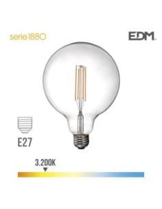 BOMBILLA GLOBO FILAMENTO LED Ø 125 MM E27 6W 600 LM 3200K LUZ CALIDA EDM