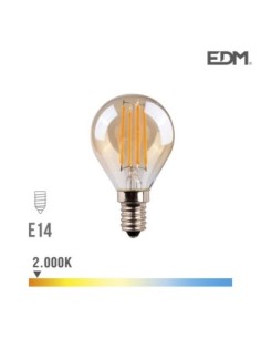 BOMBILLA ESFERICA FILAMENTO LED CRISTAL VINTAGE E14 4,5W 350 LM 2000K LUZ CALIDA
