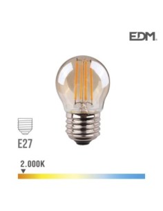 BOMBILLA ESFERICA FILAMENTO LED CRISTAL VINTAGE E27 4,5W 350 LM 2000K LUZ CALIDA
