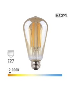 BOMBILLA OVOIDE FILAMENTO LED CRISTAL VINTAGE E27 6W 500 LM 2000K LUZ CALIDA EDM