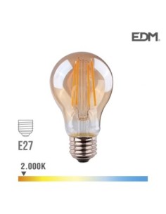 BOMBILLA STANDARD  FILAMENTO LED CRISTAL VINTAGE E27 6W 500 LM 2000K LUZ CALIDA