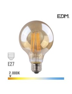 BOMBILLA GLOBO FILAMENTO LED CRISTAL VINTAGE Ø 80 MM E27 8W 700 LM 2000K LUZ CAL