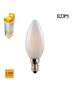 BOMBILLA VELA FILAMENTO LED CRISTAL MATE E14 4,5W 470 LM 3200K LUZ CALIDA EDM