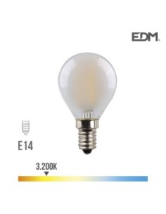 BOMBILLA ESFERICA FILAMENTO LED MATE E14 4,5W 470 LM 3200K LUZ CALIDA EDM
