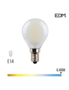BOMBILLA ESFERICA FILAMENTO LED MATE E14 4,5W 470 LM 6400K LUZ FRIA EDM