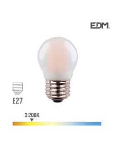 BOMBILLA ESFERICA FILAMENTO LED MATE E27 4,5W 470 LM 3200K LUZ CALIDA EDM