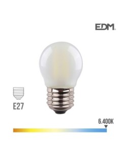 BOMBILLA ESFERICA FILAMENTO LED MATE E27 4,5W 470 LM 6400K LUZ FRIA EDM