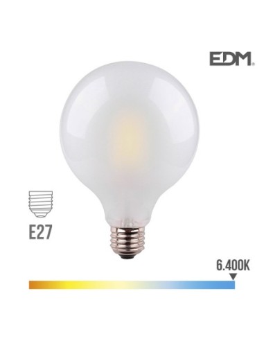 BOMBILLA GLOBO FILAMENTO LED CRISTAL MATE Ø 125 MM E27 8W 1055 LM 6400K LUZ FRIA