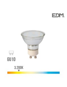 BOMBILLA DICROICA CRISTAL LED GU10 5W 400 LM 3200K LUZ CALIDA EDM