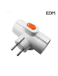 CLAVIJA TRIPLE 3 TOMAS CON INTERRUPTOR T-TL 16A 250V