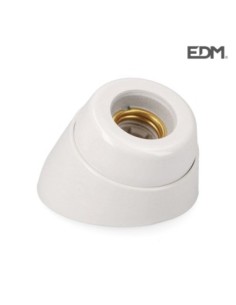 PORTALAMPARAS E27  ZOCALO CURVO PORCELANA RETRACTILADO EDM