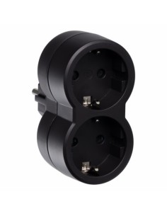 ADAPTADOR 2 TOMAS FRONTAL NEGRO