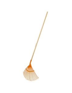 Escoba jardín metálica 22 dientes curva con mango