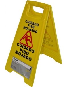 CARTEL SEÑAL 62CM PELIGRO SUELO MOJADO AMA MADER
