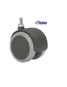 RUEDA GIRATO 50MM BANDAJE PU GRIS ESPIGA 8 15MM 50KG