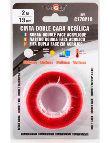 CINTA ADH 19MM  2MT D-CARA TARGET MULTIUSO ACRIL C170219