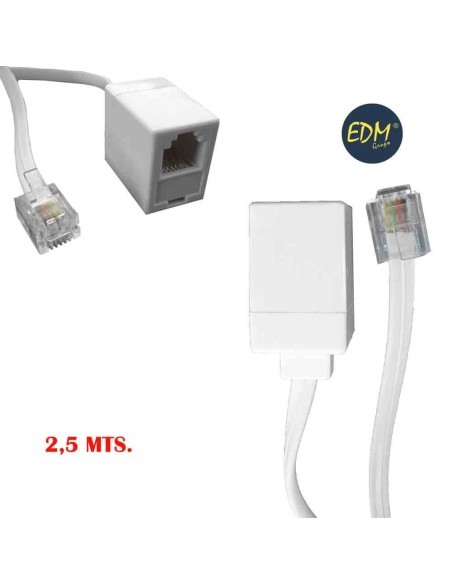 PROLONGACION TELEFONICA 2,5 MTS. 4 VIAS MACHO HEMBRA EDM